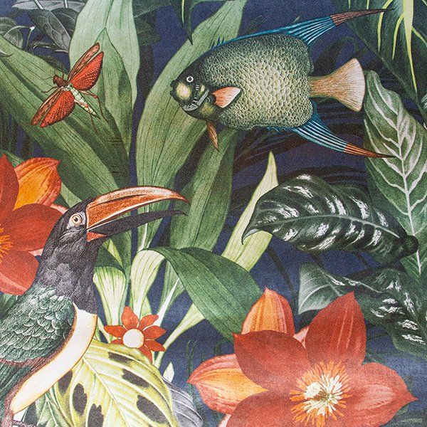 a painting of a fish surrounded by flowers and leaves