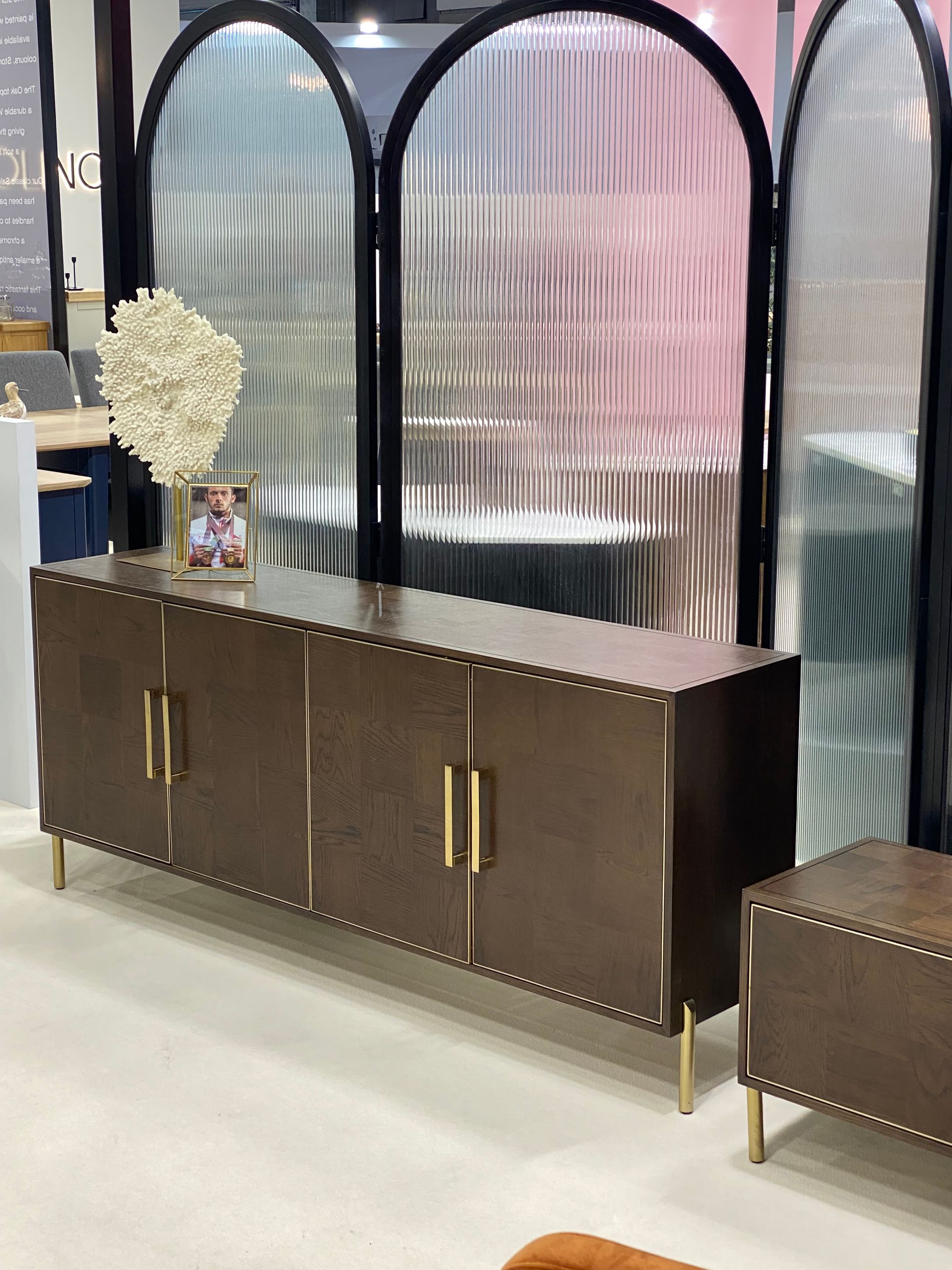 a fine wooden cabinet on display at the January Furniture Show 2024, NEC, Birmingham 