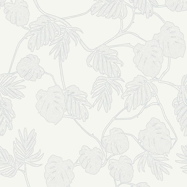 a seamless pattern of white flowers and leaves on a white background .