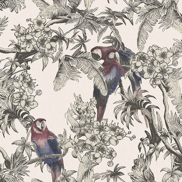 a seamless pattern with birds and flowers on a white background