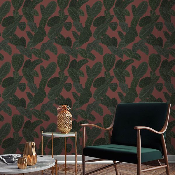 a living room with a chair and a pineapple on a table