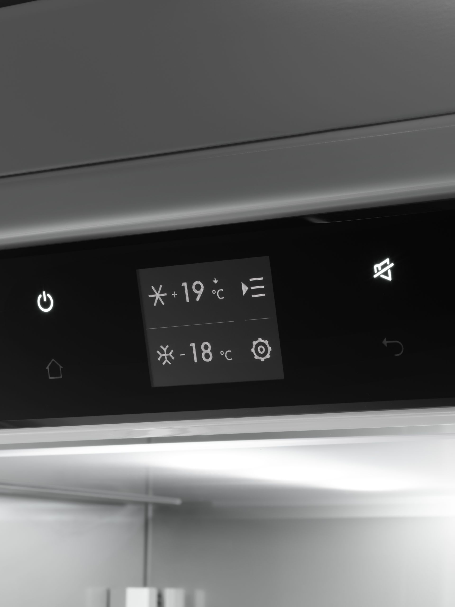 V-ZUG luxury kitchen with  V4000 combicooler refriderator appliance showing control panel