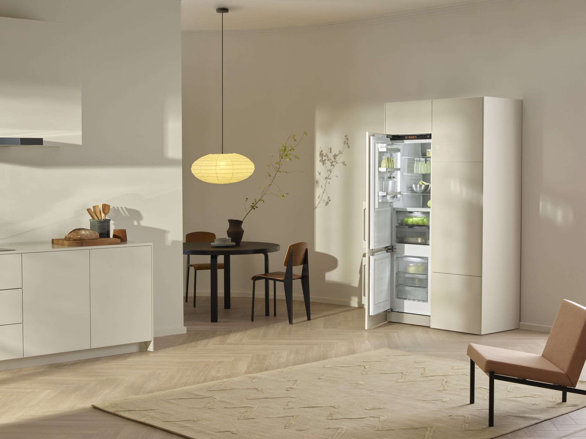 V-ZUG luxury kitchen with open fridge door