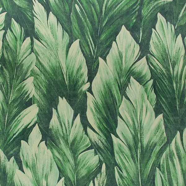 a painting of green leaves on a black background