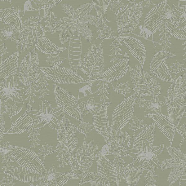 a seamless pattern of leaves and animals on a green background .