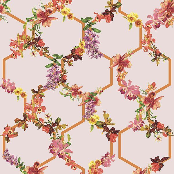 a seamless pattern of flowers on a pink background