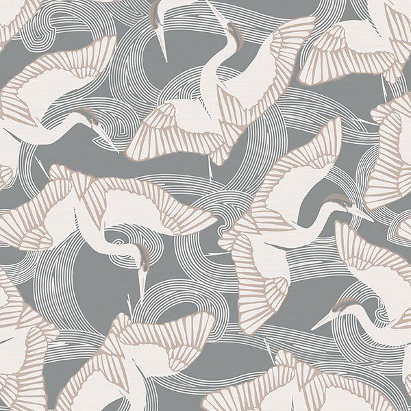 a seamless pattern of birds flying in the air on a gray background