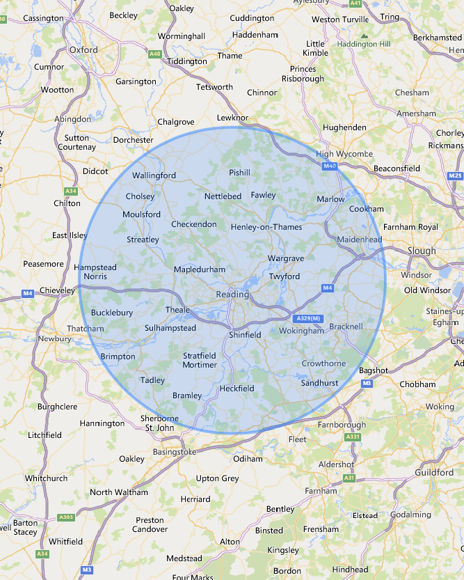 A map with a circle in the middle of it