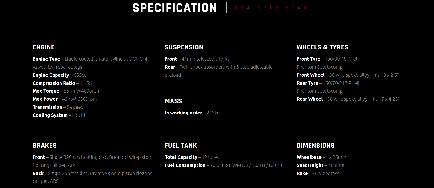 BSA Gold Star Specification