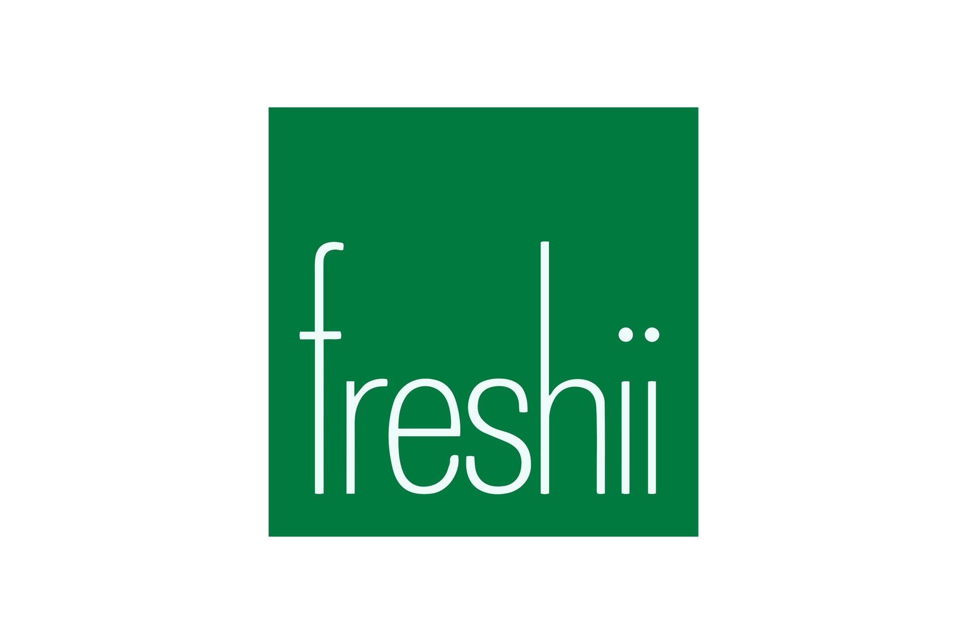 Logo for Freshii, white text on green square background.