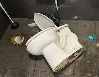 Toilet removal and repair in Oakville after severe clog and water overflow emergency