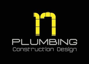 A black and yellow logo for plumbing construction design