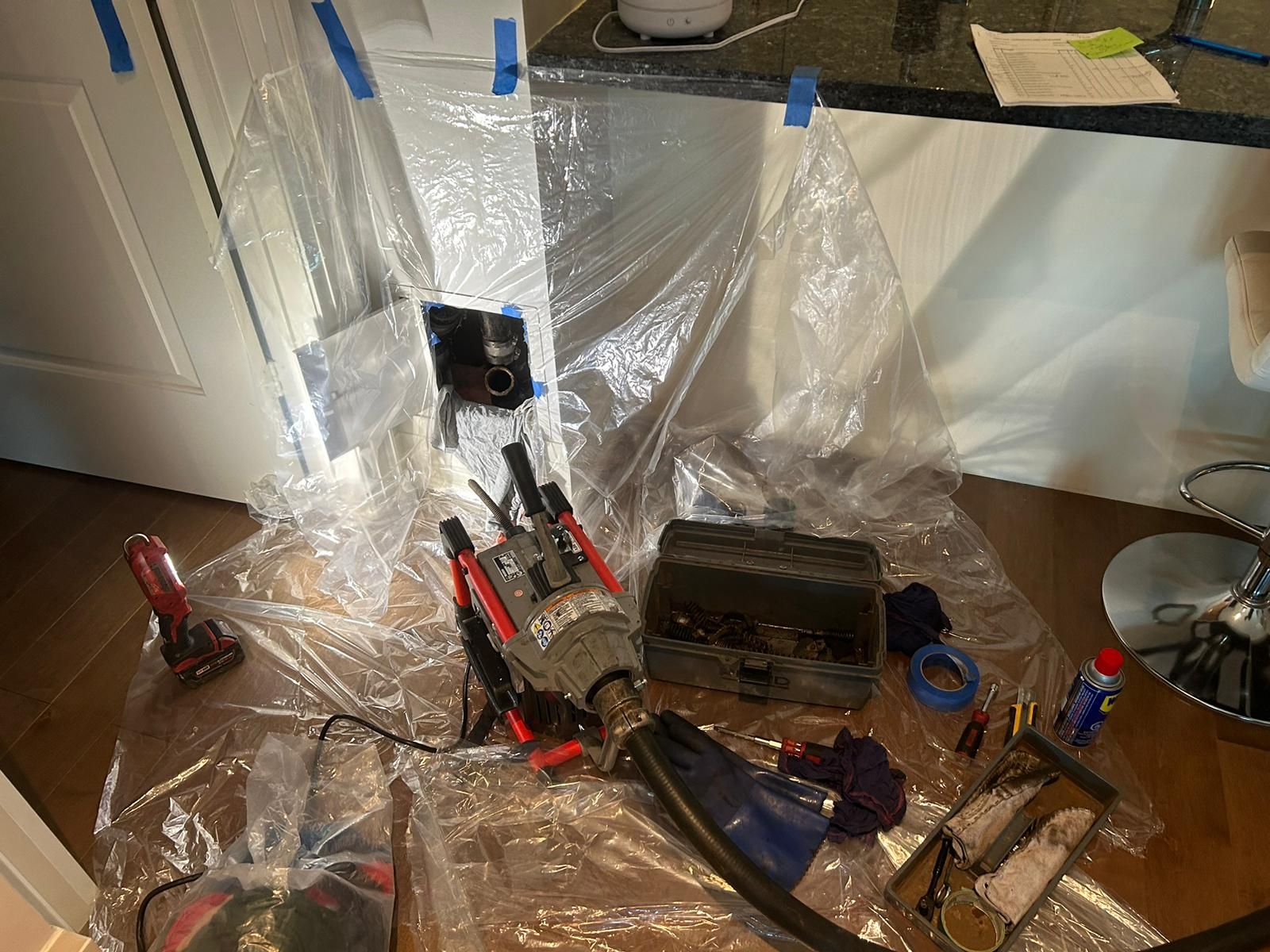 snaking cleanout in condominium building