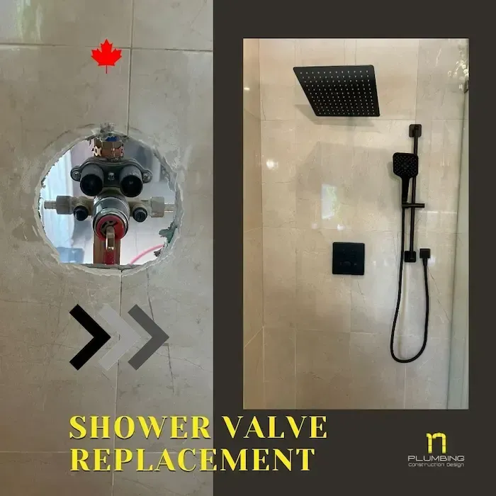 Licensed Oakville plumber installed new shower valve behind tile wall.