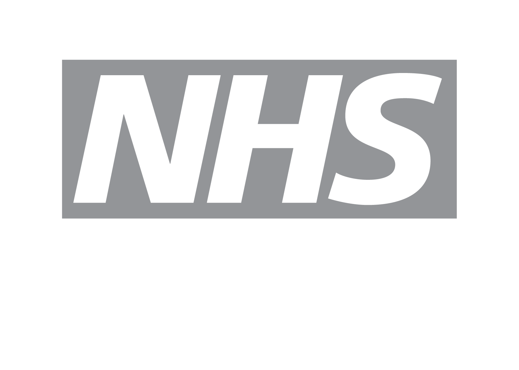 The nhs logo is gray and white on a white background.
