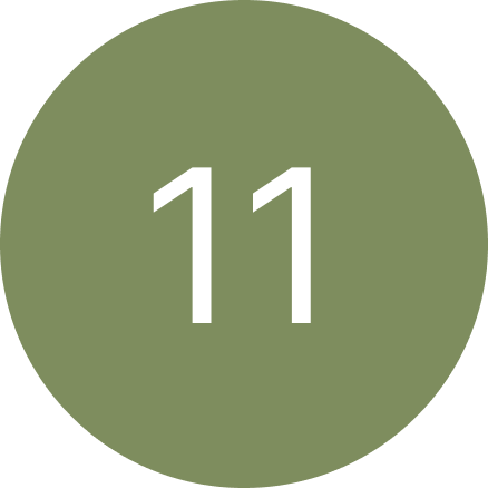 A green circle with the number 11 inside of it.