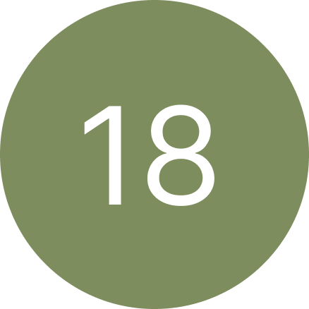 A green circle with the number 18 inside of it.