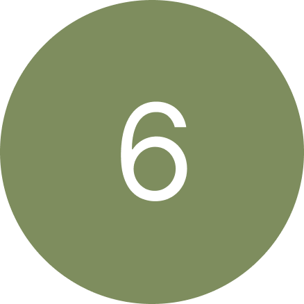 A green circle with the number six inside of it.