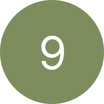 A green circle with a white number 9 inside of it.