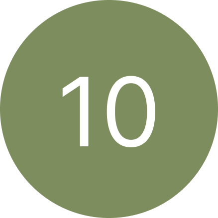 A green circle with the number 10 inside of it.