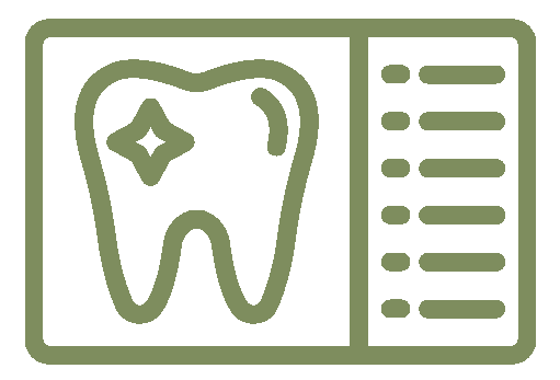 A green icon of a tooth with a diamond on it.