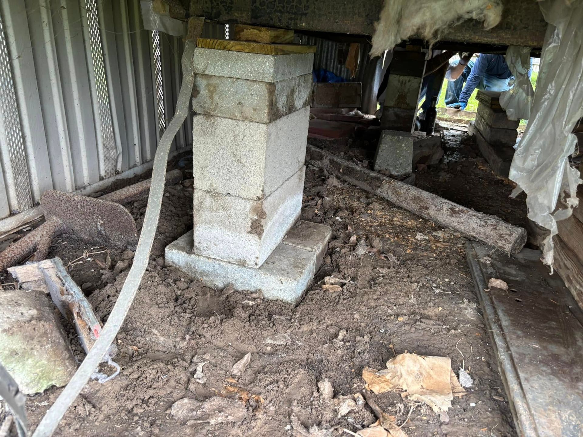 There is a chimney in the corner of the room.