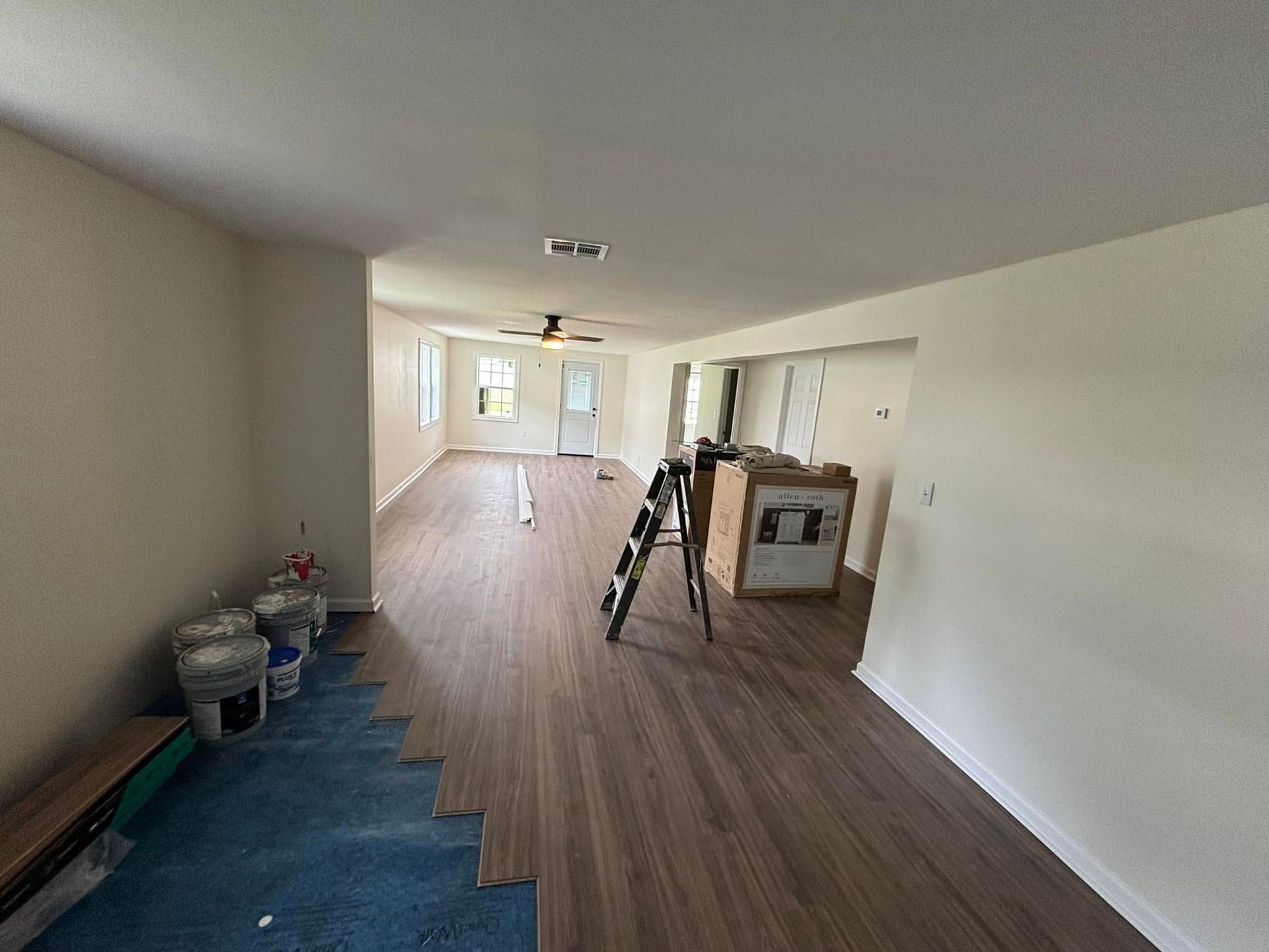 There is a ladder in the middle of the room.