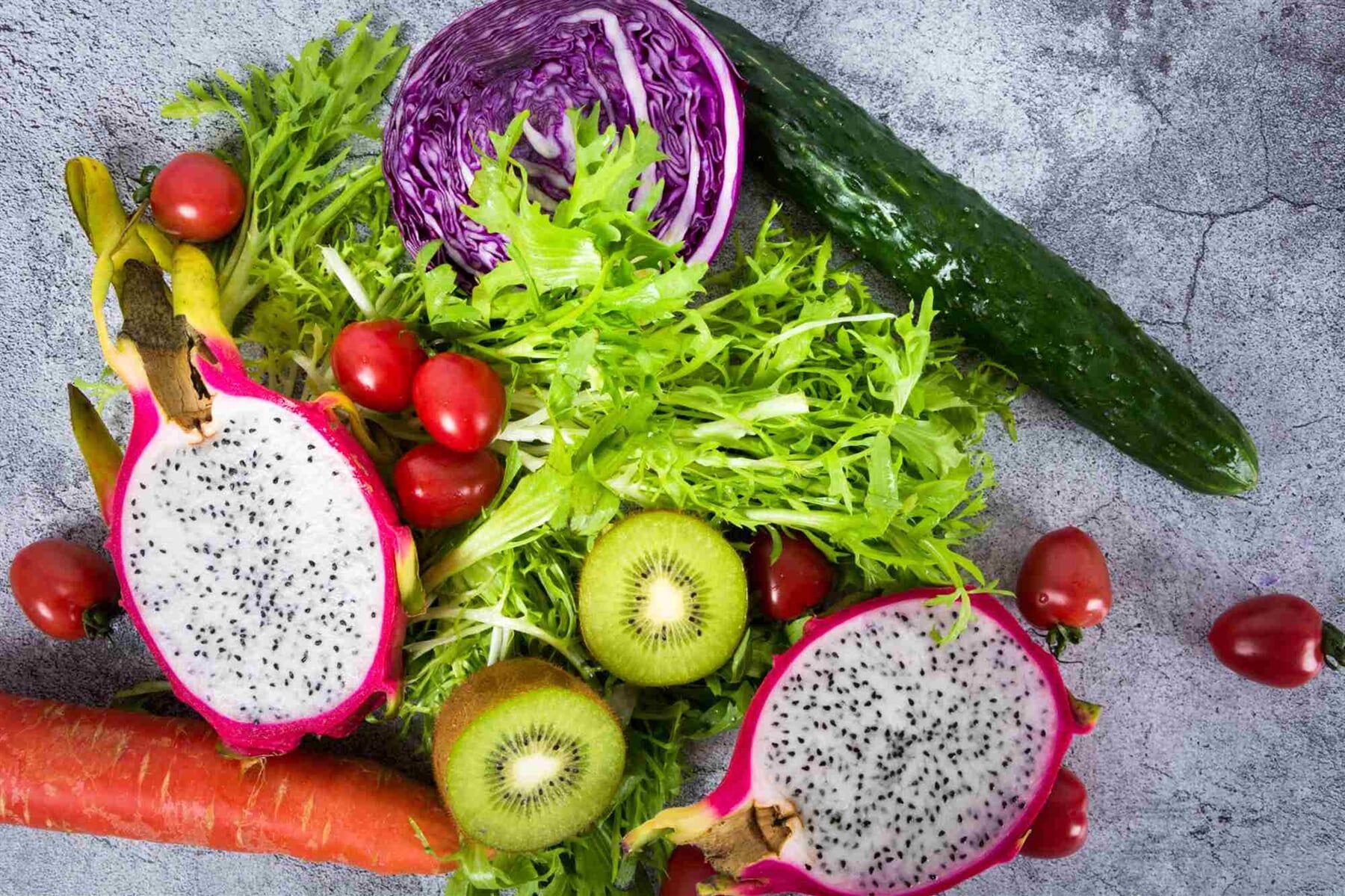 Chopped Fruits & Veg on a Cracked Surface — Fruits & Vegetables in Maroochydore, QLD