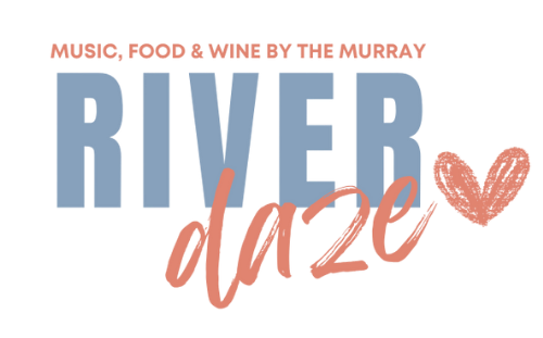 Logo for River Daze event: blue text