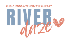 Logo for River Daze event: blue text