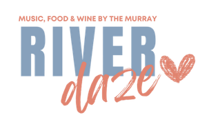 Logo for River Daze event: blue text 