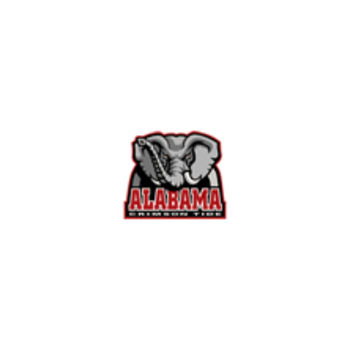 Alabama Crimson Tide logo: Gray elephant head above red and black