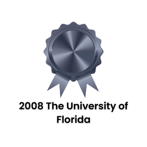 Silver award with ribbons;