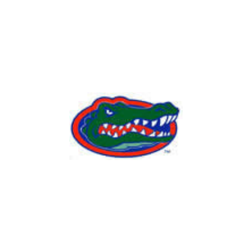 Florida Gators logo: green alligator head in a blue and orange oval frame.