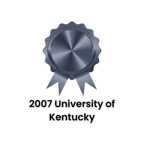 2007 University of Kentucky award badge, silver with ribbon.
