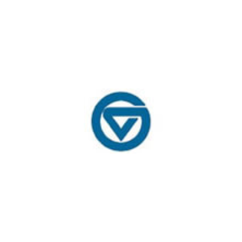 Blue logo: Letter G within a circle, with a downward-pointing triangle in the center.