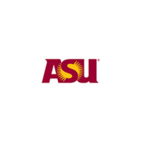 ASU logo: Maroon letters with yellow sunburst in the