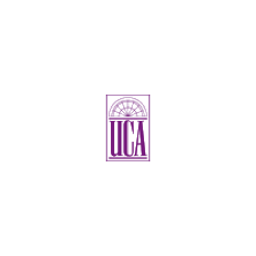 Purple UCA logo with arched window design.