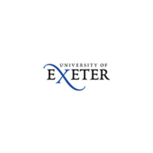 University of Exeter logo: black text, blue