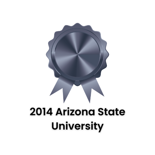 2014 Arizona State University award badge, silver color.