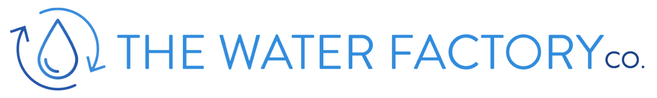 A blue logo for the Water Factory LLC