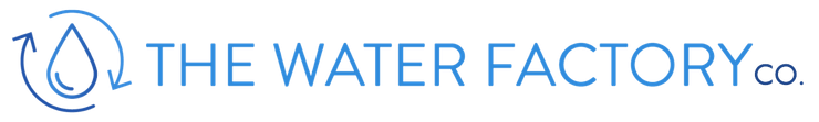 A blue logo for the Water Factory LLC