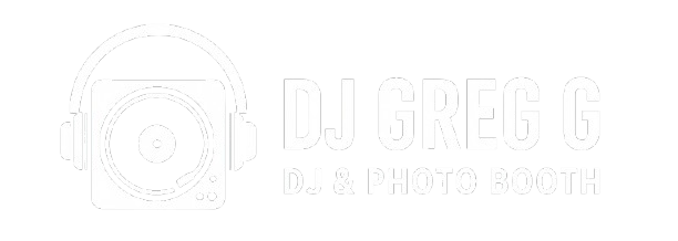 DJ Greg G logo with headphones and a record player design.