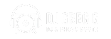 DJ Greg G logo with headphones and a record player design.