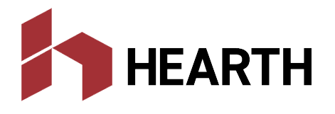 Logo with a stylized red 