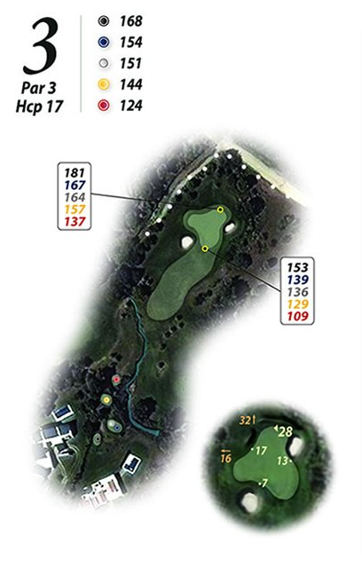 Un mapa de un campo de golf con el número 3.