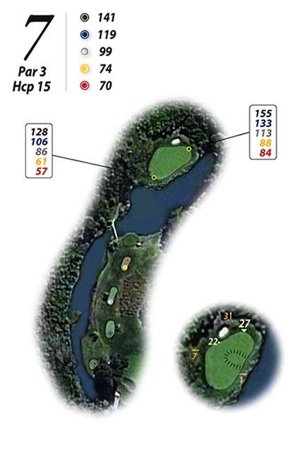 Un mapa de un campo de golf con el número 7.