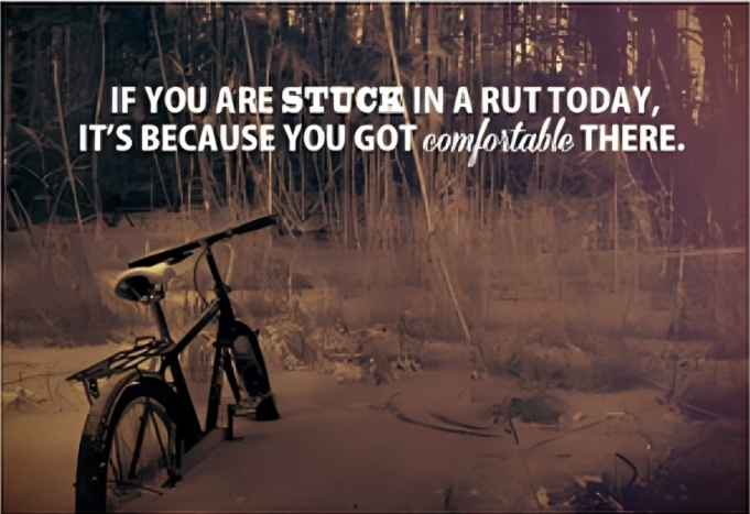 A bicycle in the snow with text: 