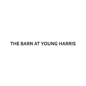 Black text reading “THE BARN AT YOUNG HARRIS” on a white background