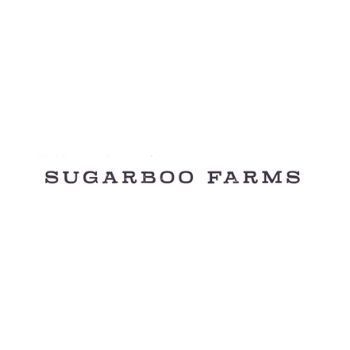 SUGARBOO FARMS logo in dark gray text on a white background